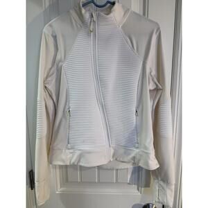 Mondetta Activewear Jacket White Cream Measures Women’s Large Asymmetrical
